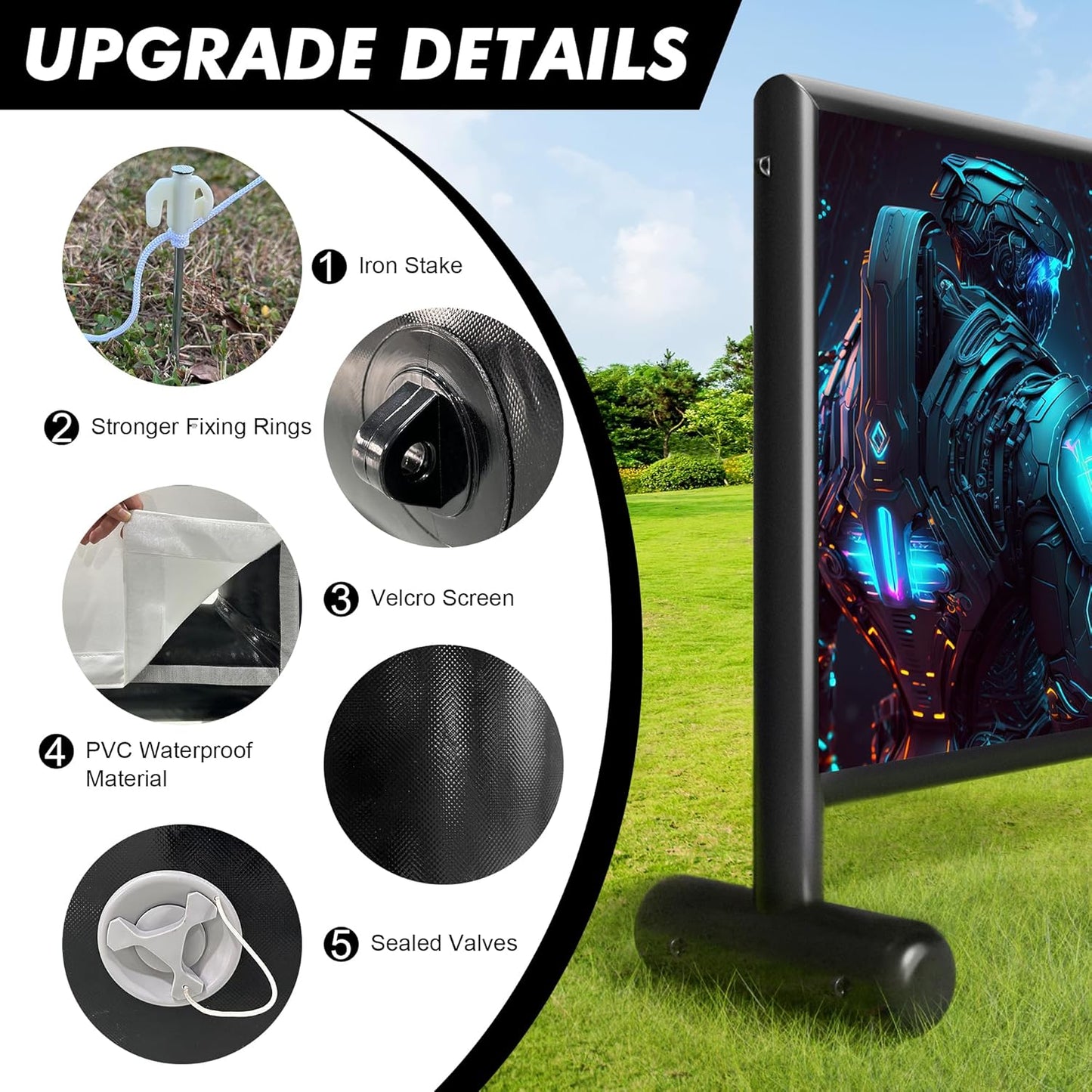 Inflatable Projector Screen, 11ft PVC Upgraded Inflatable Movie Screen Outdoor Airtight Design with 600W Air Pump for Outdoor/Indoor - Does Not Require Continuous Inflation