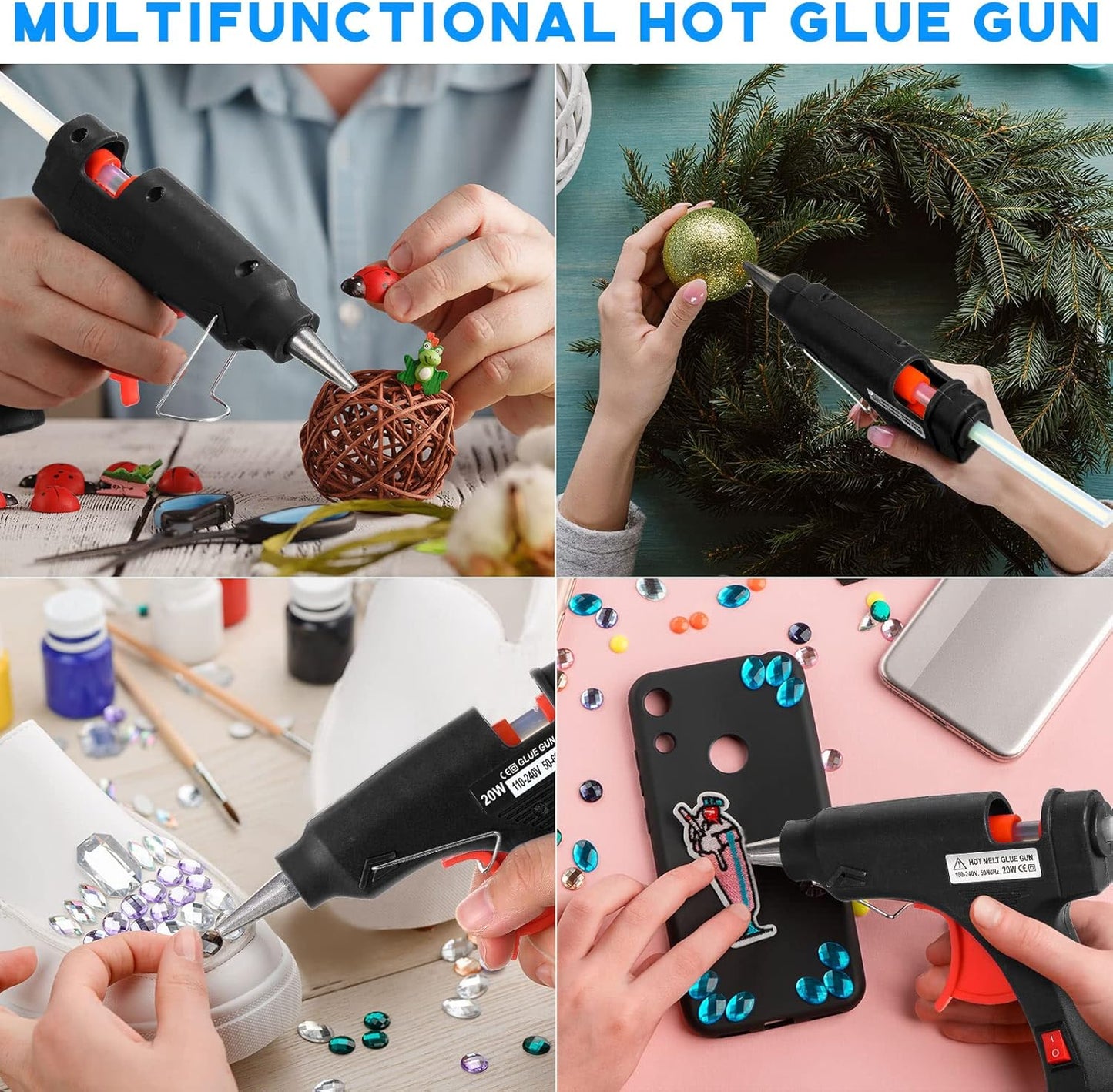 Zhengmy 12 Pieces Mini Hot Glue Gun Crafts Hot Melt Guns Fast Preheating and Easy Squeeze Trigger for School DIY Arts Class Projects Office Home Quick Repairs (Black)