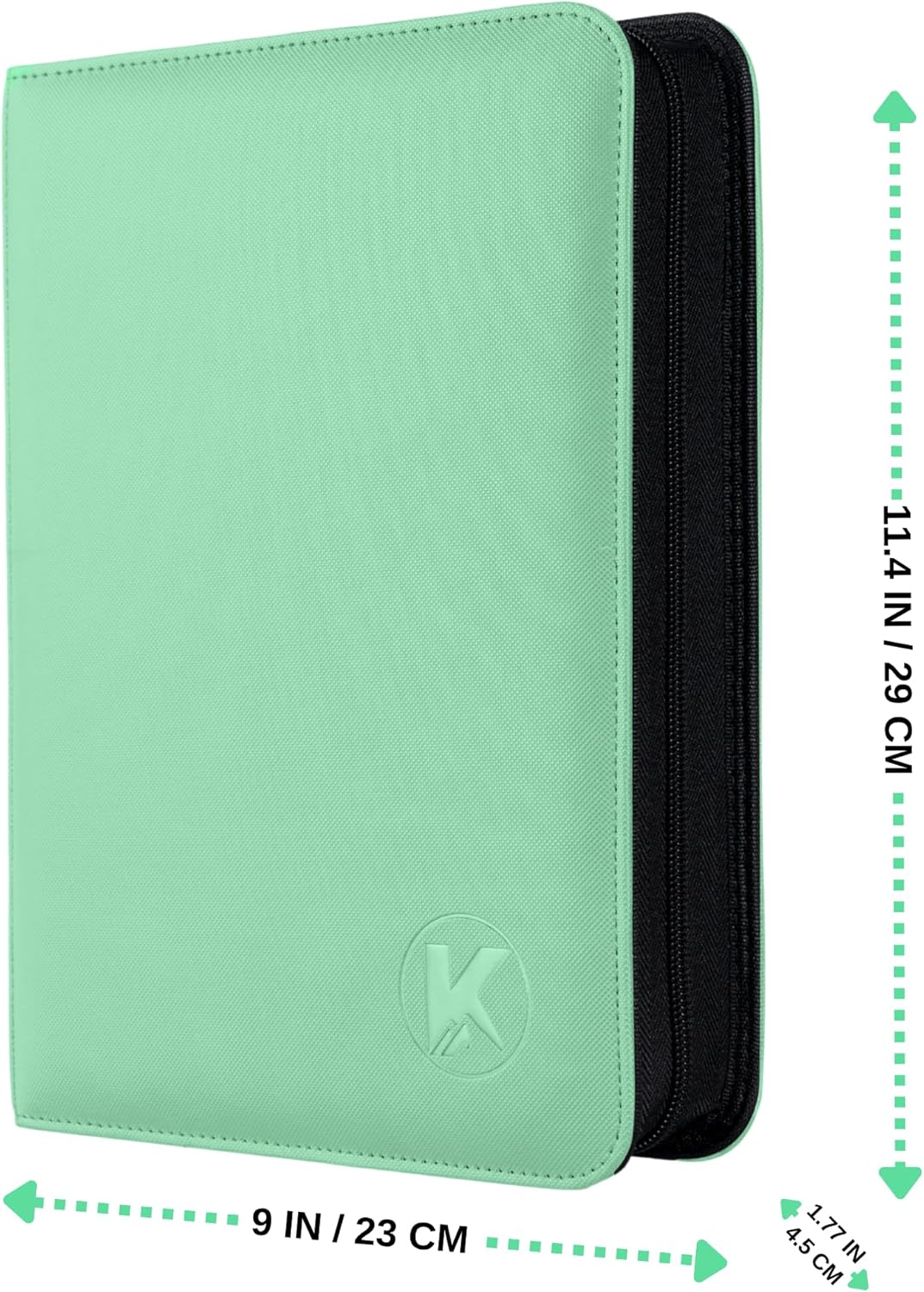 Toploader Binder, Holds 128+ Toploaders, 4 Pocket Top Loader Card Storage Case, Double-Sided Pockets for trading card in 3 x 4'' Toploaders (Light Green)