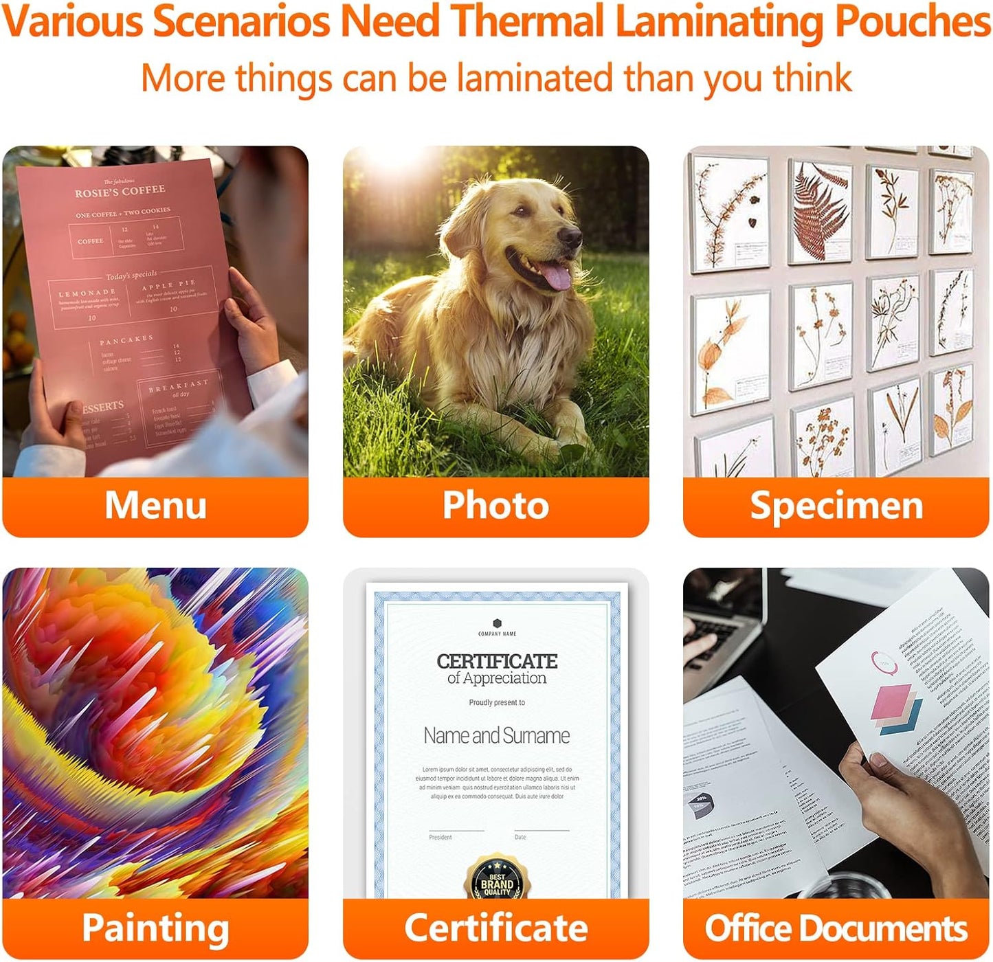 Thermal Laminating Pouches, 9 x 11.5 Inches Laminating Sheets, 5 Mil Thick Laminate Sheets, 100 Pack, Clear