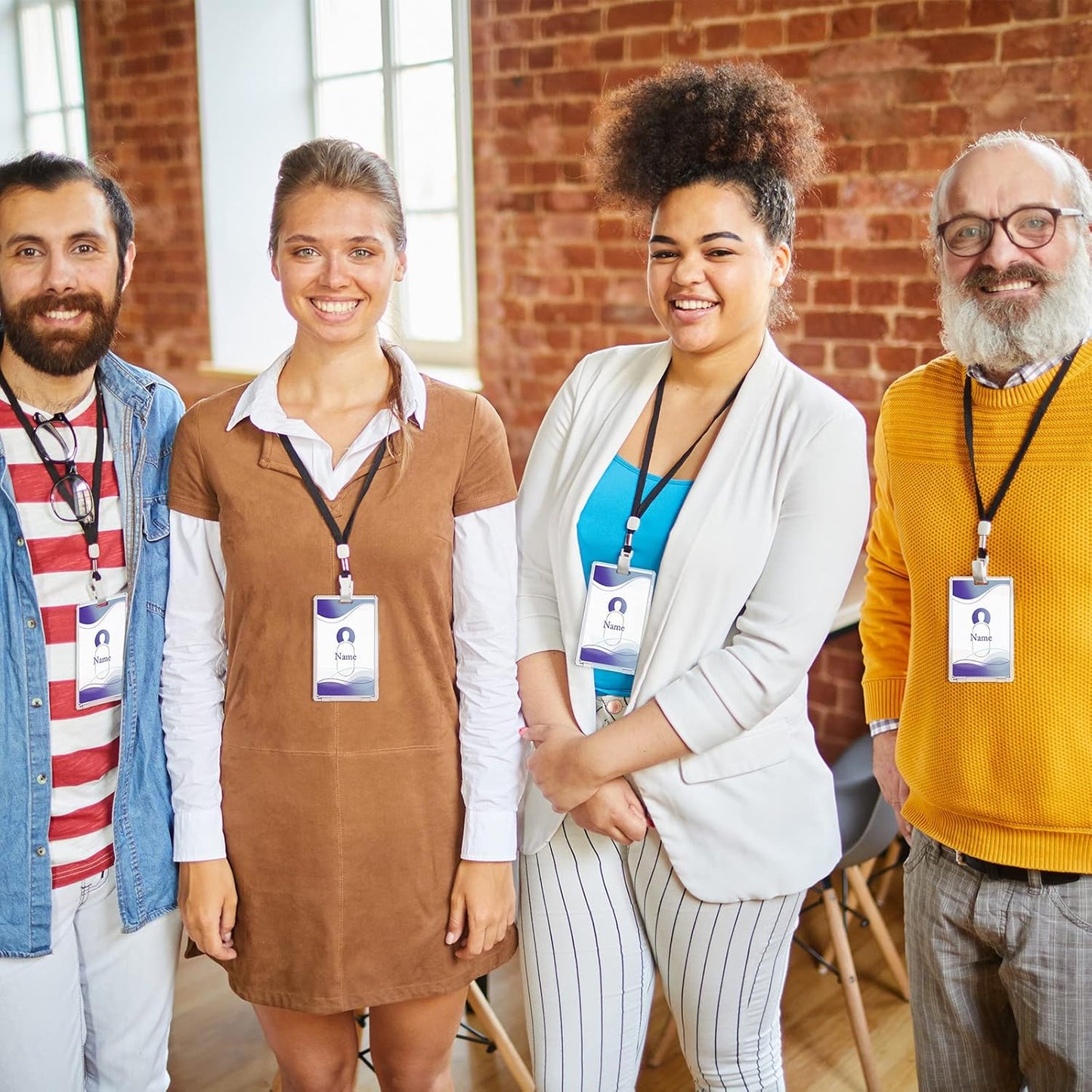 Chinco 120 Pcs Vertical Acrylic Badge Holders Waterproof Clear ID Holder Heavy Duty Card Holder Plastic Protector Cover Transparent Badge Protector Vertical in Office Products