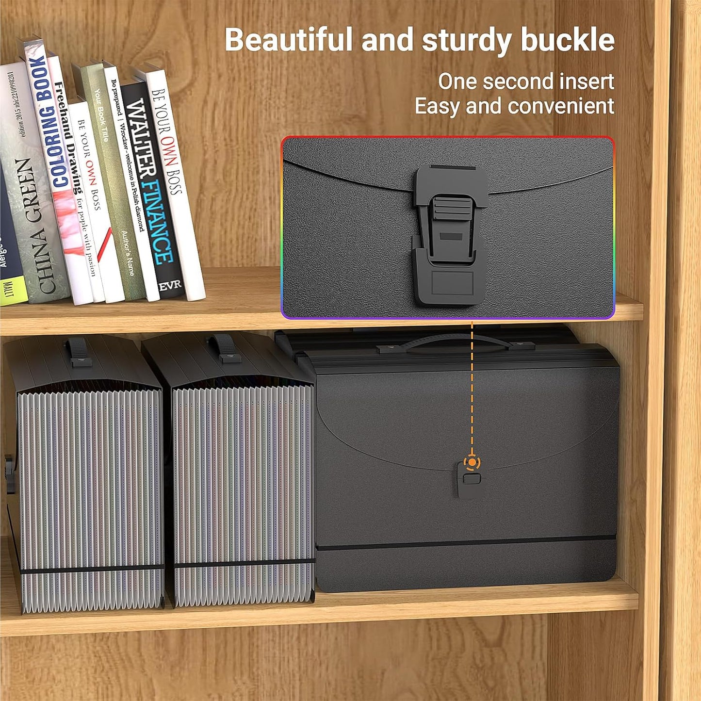 25 Pockets Expanding File Folders,Portable Accordion File Organizer,Expandable File Folder,Bill,Paper Receipt,Document Organizer,Plastic Accordian Filing Box,Colored Tabs,A4/Letter Size