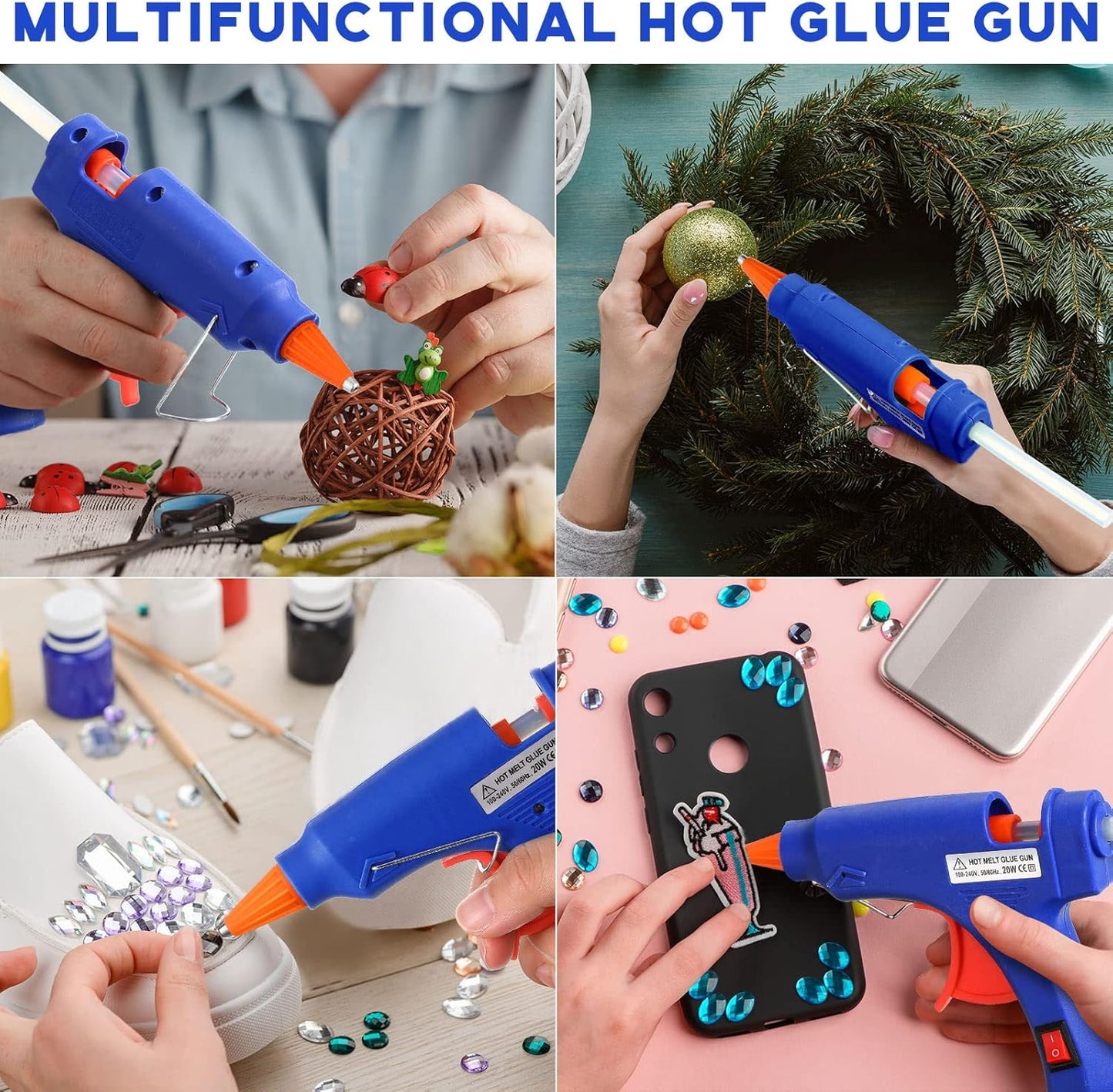 Zhengmy 6 Pcs Mini Glue Gun Crafts Hot Melt Guns Low Temp Glue with Burn Protection Fast Preheating and Easy Squeeze Trigger for School DIY Arts Class Projects Home Quick Repairs, 20 W (Blue)