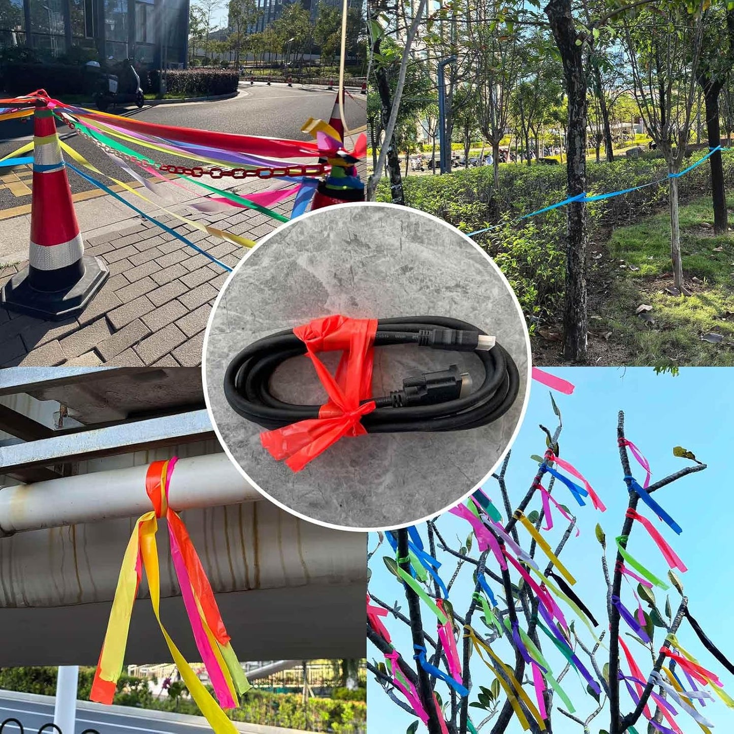 8 Pack Flagging Tape Assorted Colors, Non-Adhesive Plastic Ribbon Neon Marking Roll, 1"*800ft, Marking Tape for Tree Marking, Hunting, Boundaries and Hazardous Areas,Trail Marking, Home and Workplace