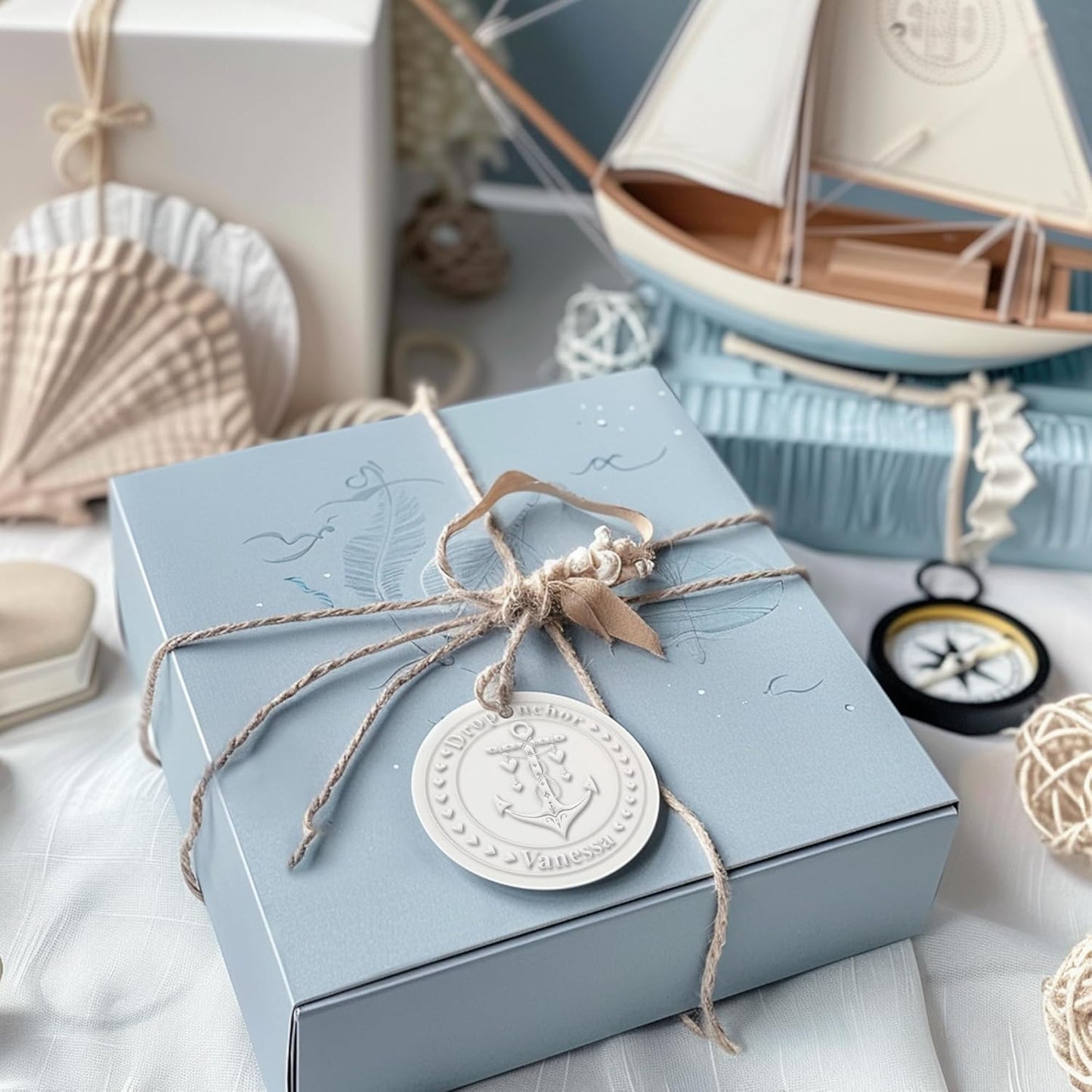 Custom The Library of Embossers Stamps Nautical Theme Color Self-Inking Stamp with Your Name & Design Ship Anchor Great for Personalized Books