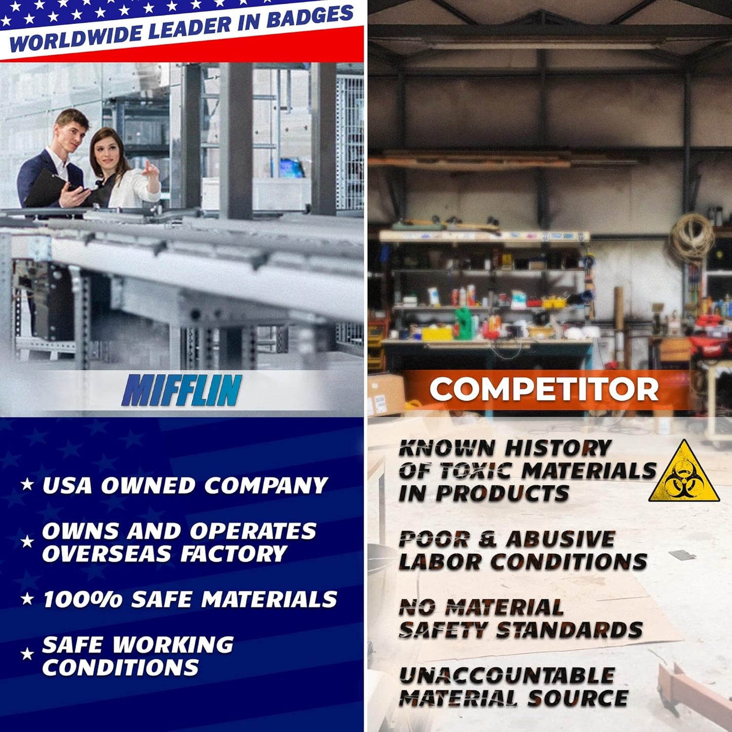 Mifflin-USA Passport & Card Holders (Clear, 4x6 Inches, 50 Pack), Extra Large ID Name Badge Holder, Zipperless Vertical Plastic Card Holders