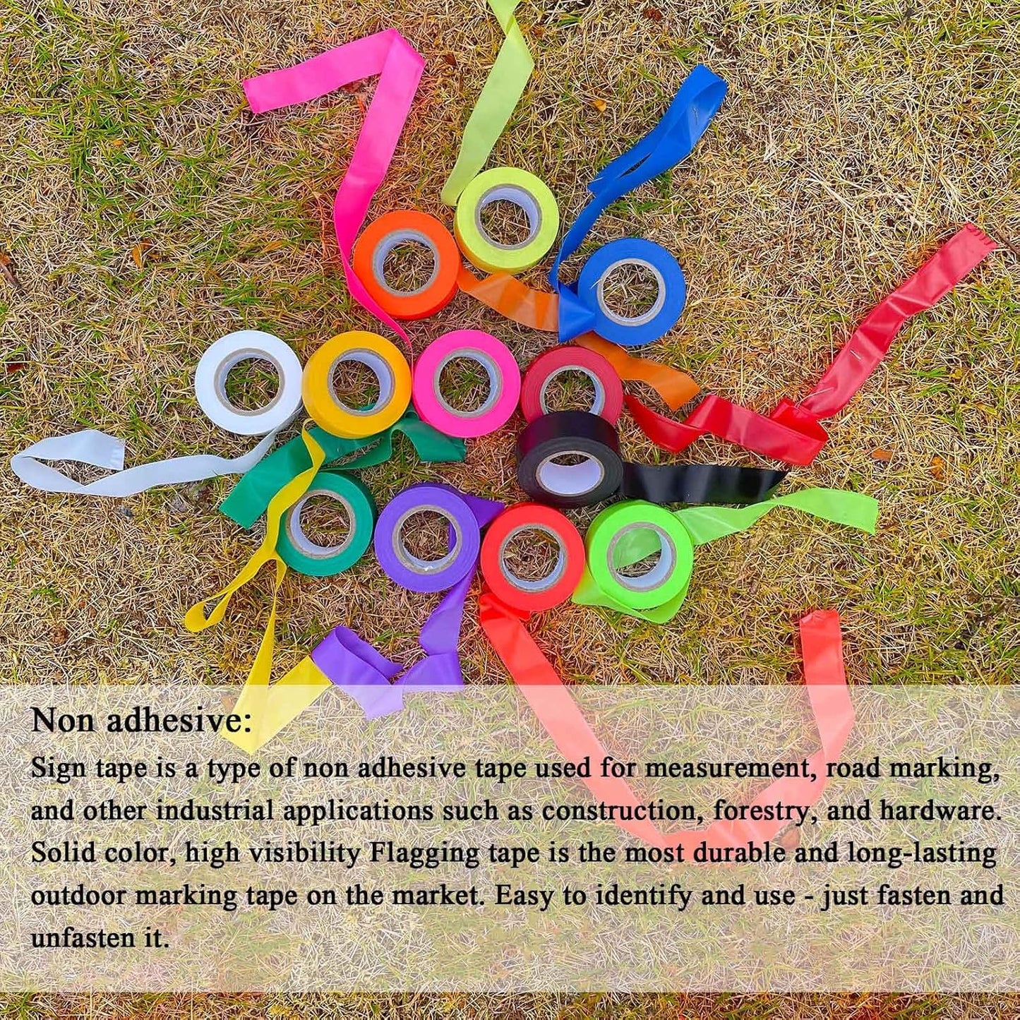 10 Pack Green Flagging Tape, Non-Adhesive Plastic Ribbon Neon Marking Roll,1inch*2000ft, Marking Tape for Tree Marking, Hunting, Boundaries and Hazardous Areas,Trail Marking