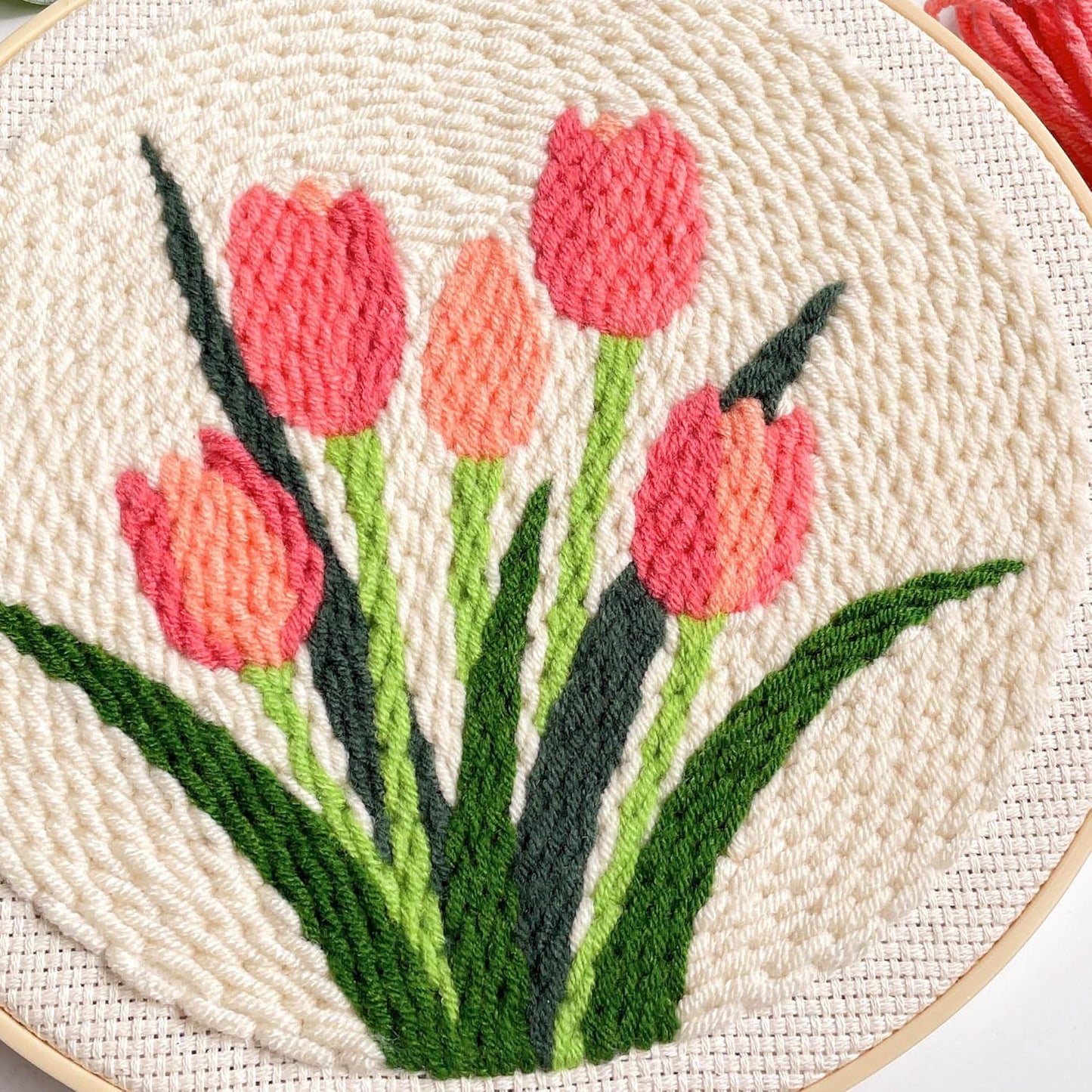 Myfelicity Punch Needle kit,Tulip Embroidery Kit - Punch Needle DIY Craft Set with Vintage Tulip Design, Perfect for Handmade Decor & Floral Stitching Projects