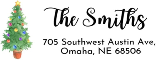 Personalized Christmas Return Address Labels - Custom Holiday Return Address Labels, Set of 120 Self Adhesive Mailing Rectangle Personalized Name Stickers (Pattern 2)