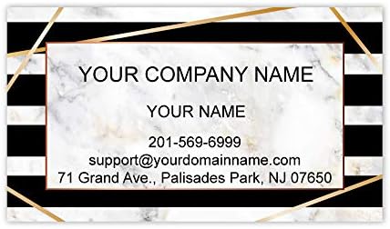 Custom Premium Business Cards, Full color - Marble (350gsm-Thick paper), Made in The USA (Black Stripes)