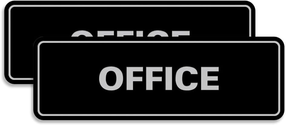 Signs ByLITA Standard Office Sign - Professional Business Signage - Easy to Install (Black/Silver) - Large 2 Pack