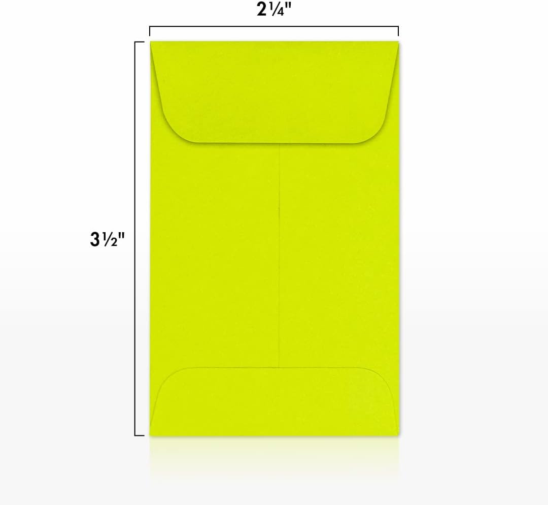 LUXPaper #1 Coin Envelopes | 2 1/4" x 3 1/2" | Wasabi Green | 80lb. Text | 1,000 Qty
