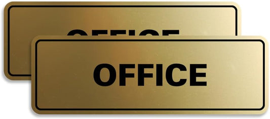 Signs ByLITA Standard Office Sign - Professional Business Signage - Easy to Install (Brushed Gold) - Small 2 Pack