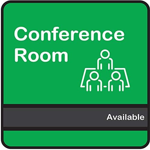 NapTags Conference Room Slider Signs (Bright Green - Black Frame, 8" x 8")