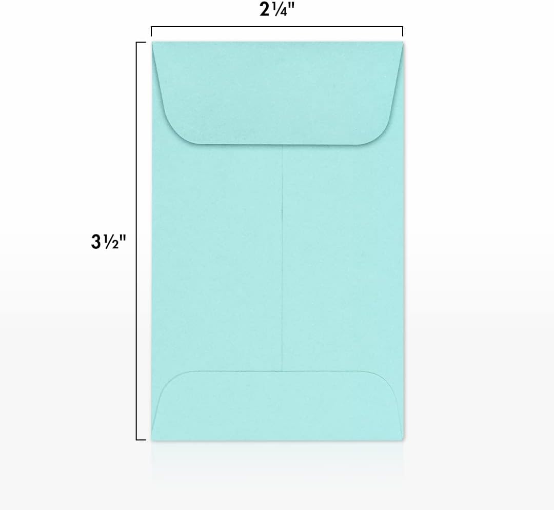 LUXPaper #1 Coin Envelopes | 2 1/4" x 3 1/2" | Seafoam Blue | 80lb. Text | 250 Qty