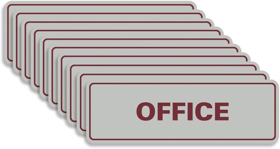 Signs ByLITA Standard Office Sign - Professional Business Signage - Easy to Install (Light Grey/Burgundy) - Large 10 Pack