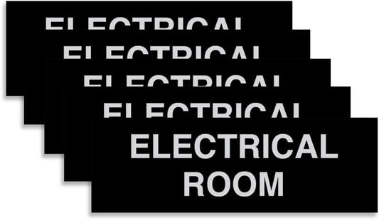 All Quality Basic Electrical Room Sign | Durable Construction | Building Safety - Silver - Large (5 Pack)