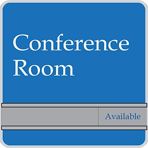 NapTags Conference Room Slider Signs (Sapphire Blue - Silver Frame, 8" x 8")