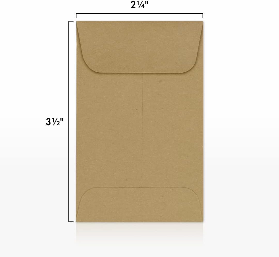 LUXPaper #1 Coin Envelopes | 2 1/4" x 3 1/2" | Grocery Bag Brown | 70lb. Text | 250 Qty