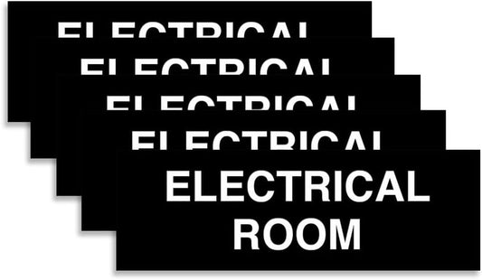 All Quality Basic Electrical Room Sign | Durable Construction | Building Safety - Black - Small (5 Pack)