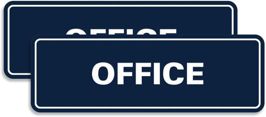 Signs ByLITA Standard Office Sign - Professional Business Signage - Easy to Install (Navy Blue/White) - Large 2 Pack
