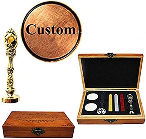 MNYR Retro Customize Personalized Custom Monogram Letter Logo Design Sealing Wax Seal Stamp Wedding Invitations Christmas Mother Card Wax Seal Stamp Gold Handle Candle Melting Spoon Wood Gift Box Set