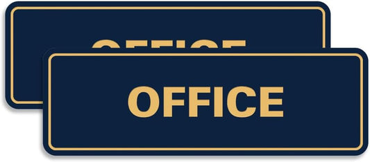Signs ByLITA Standard Office Sign - Professional Business Signage - Easy to Install (Navy Blue/Gold) - Small 2 Pack