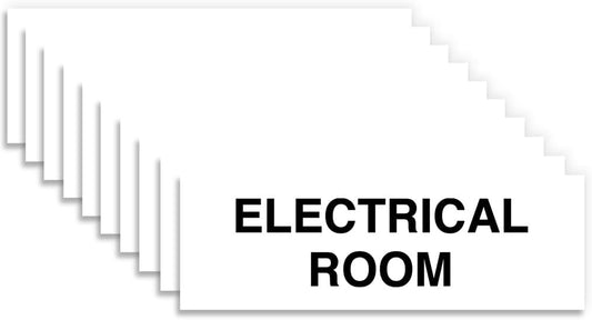 All Quality Basic Electrical Room Sign | Durable Construction | Building Safety - White - Large (10 Pack)