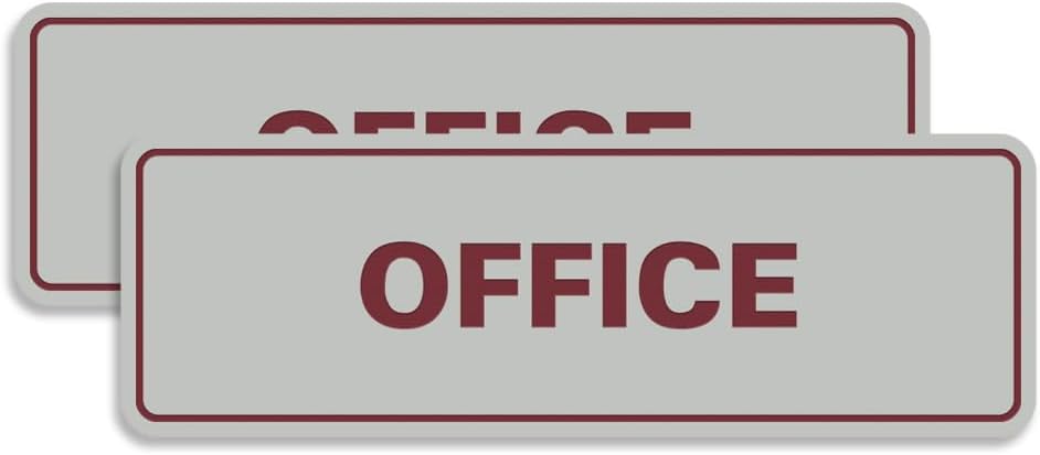 Signs ByLITA Standard Office Sign - Professional Business Signage - Easy to Install (Light Grey/Burgundy) - Medium 2 Pack