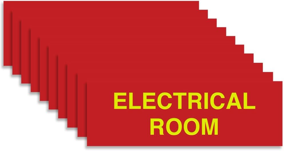 All Quality Basic Electrical Room Sign | Durable Construction | Building Safety - Red/Yellow - Medium (10 Pack)