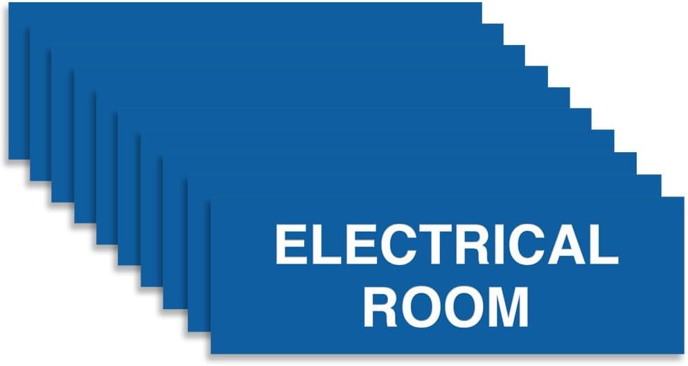 All Quality Basic Electrical Room Sign | Durable Construction | Building Safety - Blue - Small (10 Pack)