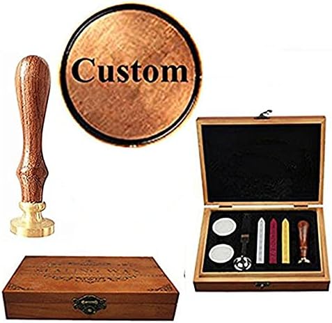 Retro Customize Personalized Custom Monogram Letter Logo Design Sealing Wax Seal Stamp Wedding Invitation Christmas Card Wax Seal Stamp Rosewood Handle Candle Melting Spoon Wood Gift Box Set
