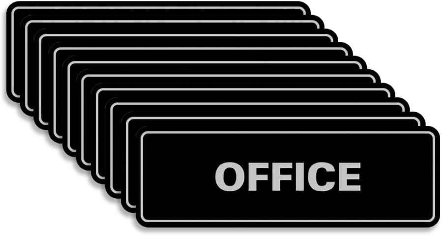Signs ByLITA Standard Office Sign - Professional Business Signage - Easy to Install (Black/Silver) - Large 10 Pack