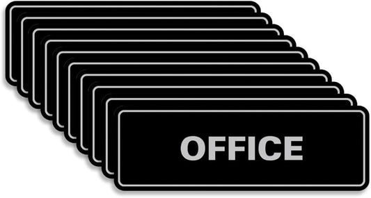 Signs ByLITA Standard Office Sign - Professional Business Signage - Easy to Install (Black/Silver) - Medium 10 Pack