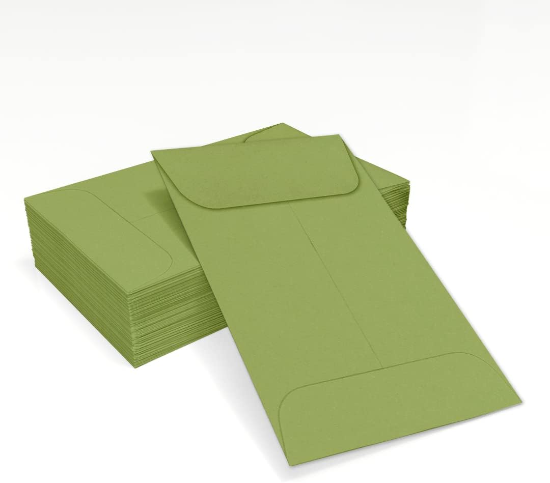 LUXPaper #1 Coin Envelopes | 2 1/4" x 3 1/2" | Avocado Green | 70lb. Text | 250 Qty
