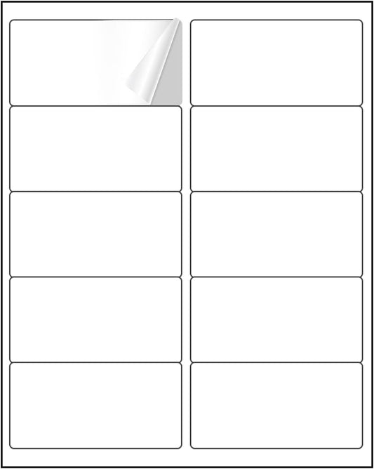 2” x 4” Shipping Labels 5000 Address Labels Printable, White Sticker Label Sheets for Laser Inkjet Printers (10 Labels/Sheet, 500 Sheets)