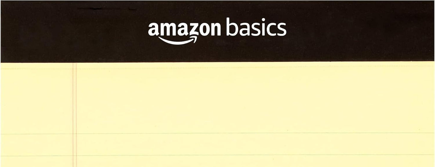 Amazon Basics 50 sheet Narrow Ruled Lined Writing Note Pad, 5 inch x 8 inch, 12 Pack, Canary