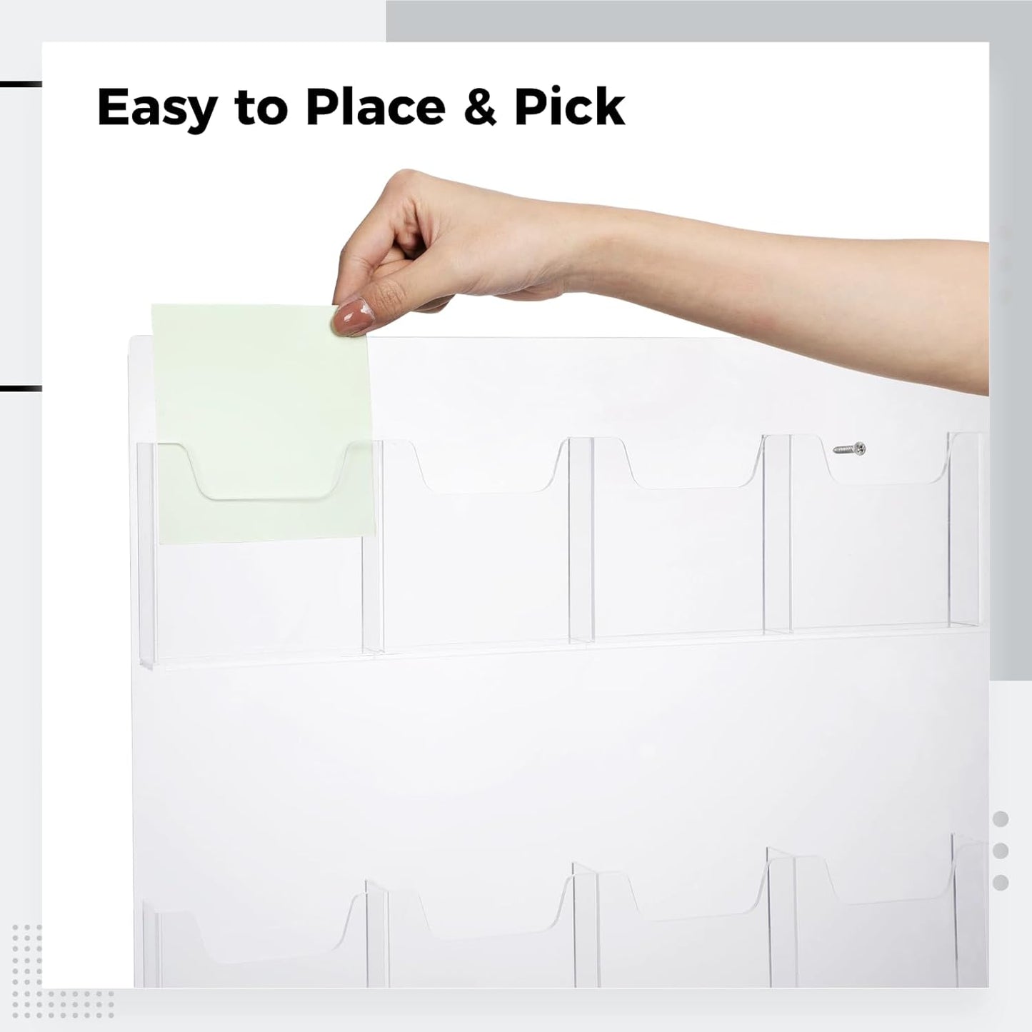 18 Pockets Acrylic Brochure Pamphlet Holder Wall Mount, 4 inches Pocket Brochure Display Stand, Pamphlet Display Stand Wall Mount, Clear Plastic Trifold Flyer Rack Literature Holder