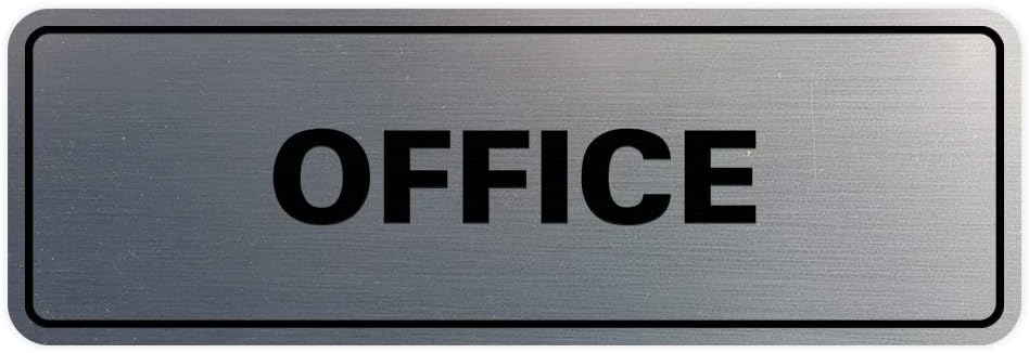 Signs ByLITA Standard Office Sign - Professional Business Signage - Easy to Install (Brushed Silver) - Large1 Pack