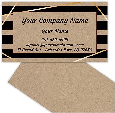 Custom Premium Business Cards 100 pcs Full color - Printed on 16pt(350gsm) or14pt (308gsm) Classic matte paper, Made in The USA (Kraft-Stripe)