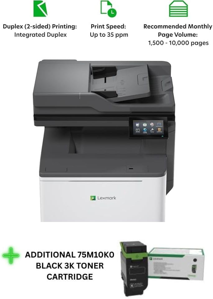 Lexmark CX532adwe Color Laser Wireless All-in-One Printer with Touch Screen, (50M7040) Bundle 75M10K0 Black 3K Yield Toner Cartridge