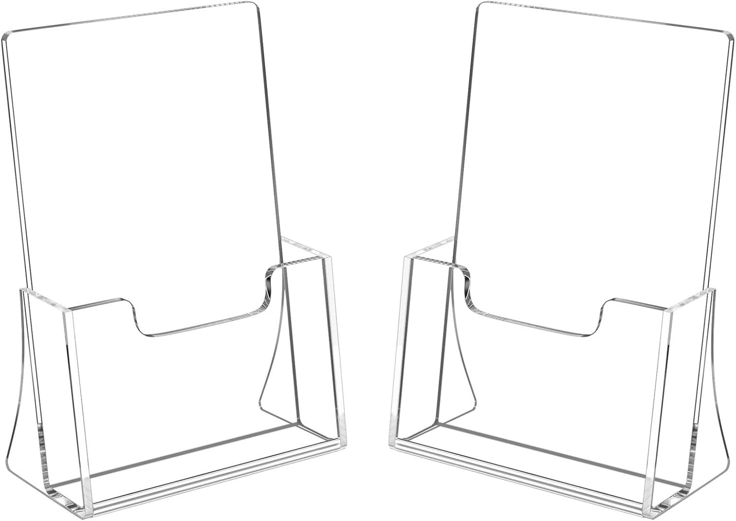 HIIMIEI Brochure Holder 8.5 x 5.5 inches, Acrylic Flyer Holder with 2 Pack, Plastic Stands for Displaying Magazines, Pamphlets, Literature, Brochures, Booklets, Menu