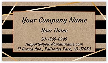 Custom Premium Business Cards 100 pcs Full color - Printed on 16pt(350gsm) or14pt (308gsm) Classic matte paper, Made in The USA (Kraft-Stripe)