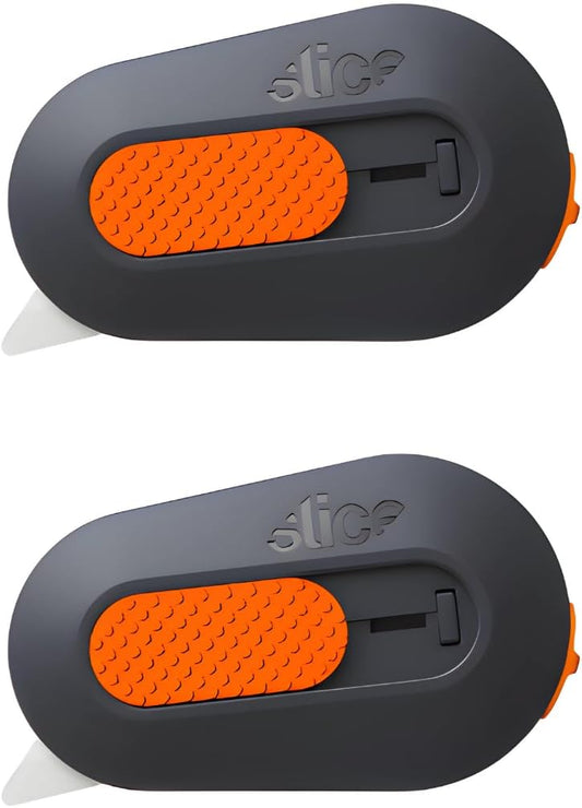 Slice Mini Box Cutter | Manual Retracting | Safe Ceramic Box Cutter Lasting 11x Longer than Metal | Keychain Box Opener | 2 Pack
