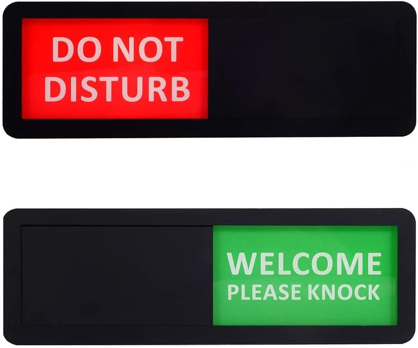 Kichwit Privacy Sign for Office Door, Do Not Disturb Sign, Welcome Please Knock, Black, 8.2 x 2.8 Inches
