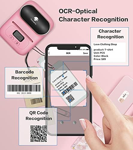 Phomemo M110 Label Maker Machine- with 3 Label Bluetooth Label Maker for for Business Labeling, Barcode, Office, Cable, Retail, with Fonts Choose, Icons, Templates, Pink