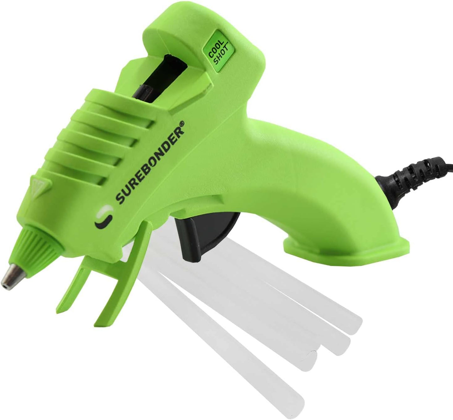 Surebonder 10W Ultra Low Temp Cool Shot Mini Glue Gun Kit with 12 Glue Sticks, Bonds Delicate Materials Like Paper, Fabric, Foam, Balloons - Clear