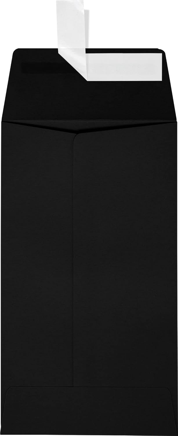 LUXPaper #5 1/2 Coin Envelopes | Peel & Press | 3 1/8" x 5 1/2" | Midnight Black | 80lb. Text | 50 Qty