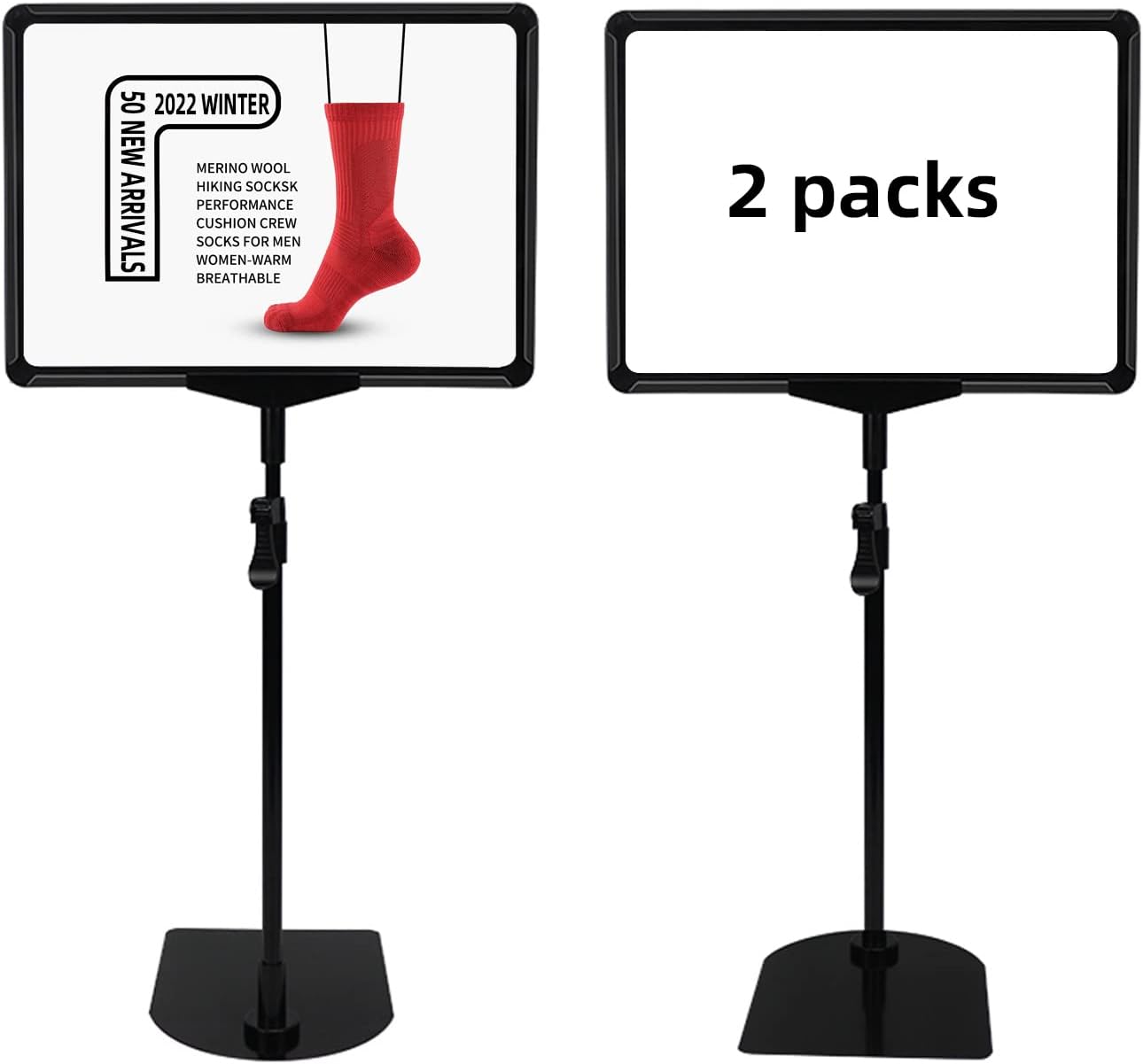 Sign Holder Stand,Sign Stand for Display,Adjustable Sign Holders For Table Top,Table Sign Holders 8.5 x 11,2 Packs,(Black, 39''height 2pcs)