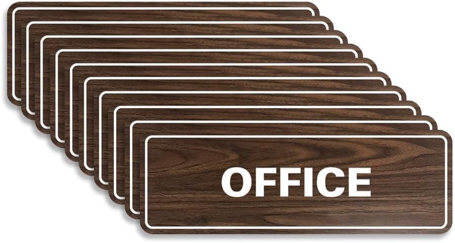 Signs ByLITA Standard Office Sign - Professional Business Signage - Easy to Install (Walnut) - Large 10 Pack